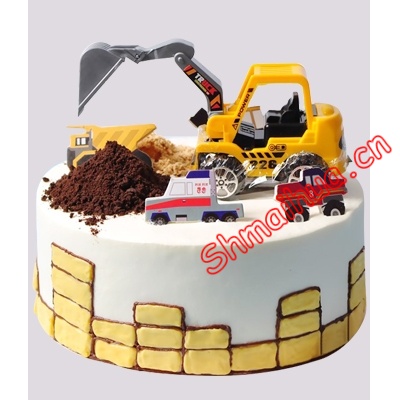 挖土机工程车蛋糕